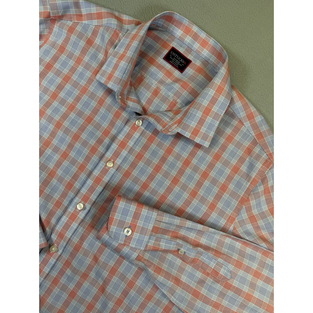 UNTUCKit Morey Shirt Mens XL Tall Slim Fit Blue Red Plaid 100% Cotton